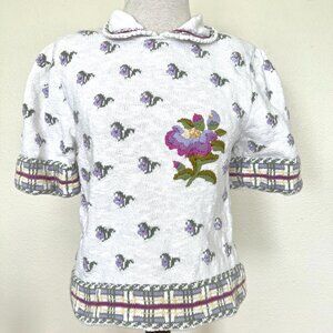 Vintage 80's Springtime Sweater - Short Sleeve - Size Large - Cullinane